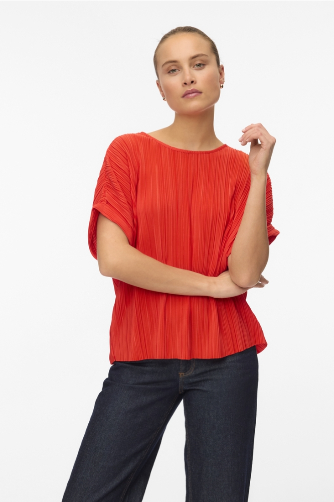 VMAURORA SS O-NECK T-SHIRT JRS GA 10327037 FIERY RED